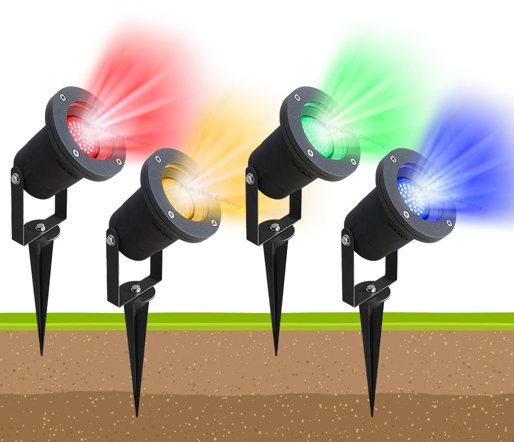 Red, Green, Blue, Yellow LED Outdoor Garden Spike - Energy Light Bulbs - Free delivery on all orders