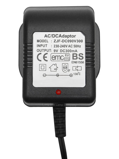 Replacement 9V DC300mA Mains Charger for Rechargeable Flood Lights Torch Battery - Energy Light Bulbs - Free delivery on all orders