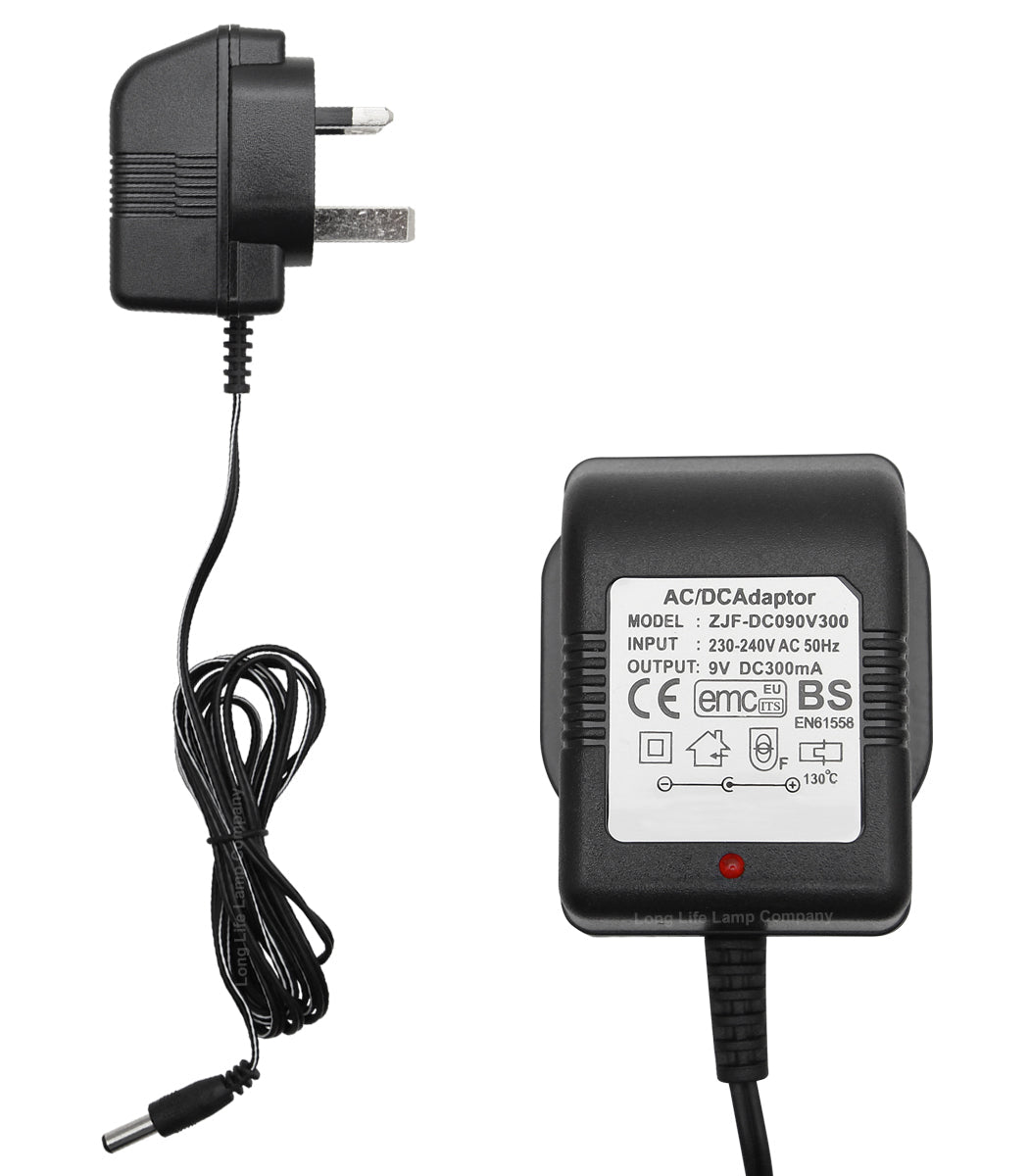 Replacement 9V DC300mA Mains Charger for Rechargeable Flood Lights Torch Battery - Energy Light Bulbs - Free delivery on all orders