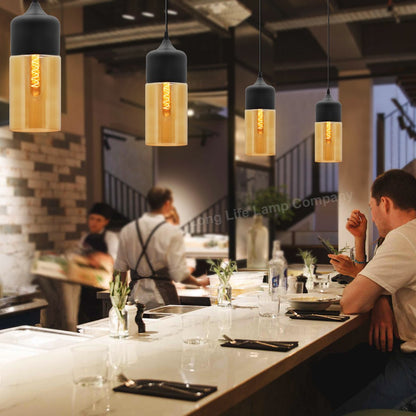 Retro Amber Glass Pendant Hanging Ceiling Light Shade Cylinder Nordic Lamp Holder H3001 - Energy Light Bulbs - Free delivery on all orders