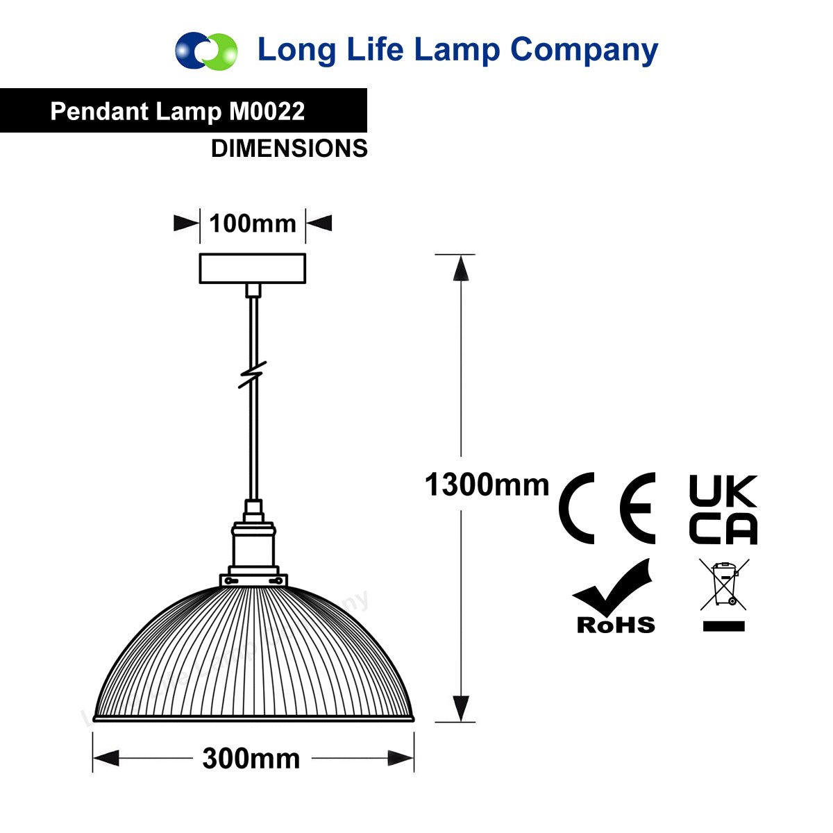 Retro Antique Silver Ceiling Pendant Ribbed Dome Glass Light Shade - Energy Light Bulbs - Free delivery on all orders