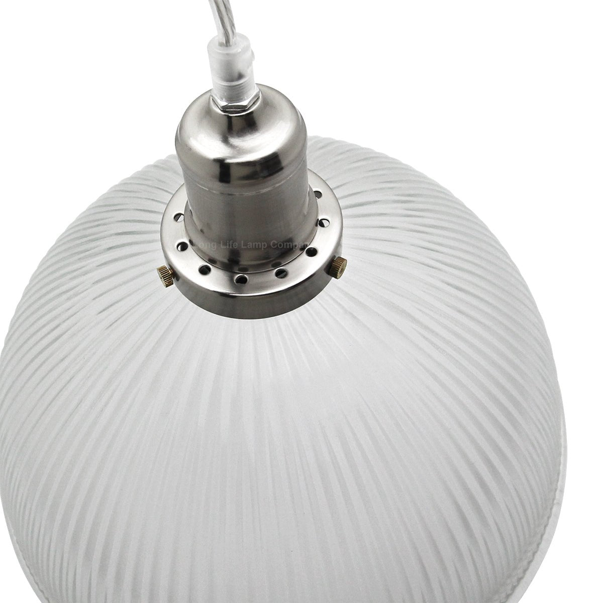 Retro Antique Silver Ceiling Pendant Ribbed Dome Glass Light Shade - Energy Light Bulbs - Free delivery on all orders