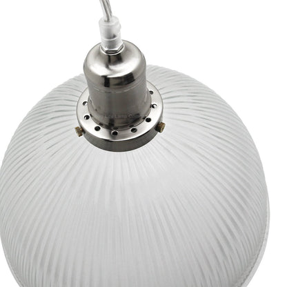Retro Antique Silver Ceiling Pendant Ribbed Dome Glass Light Shade - Energy Light Bulbs - Free delivery on all orders