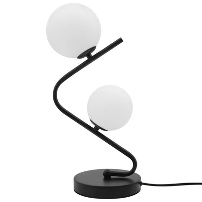 Retro Black Twin Opaque Frosted Glass Globe Table Lamp - Energy Light Bulbs - Free delivery on all orders