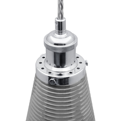 Retro Chrome Ceiling Pendant Light Ribbed Smoked Grey Glass Lamp Shade - Energy Light Bulbs - Free delivery on all orders