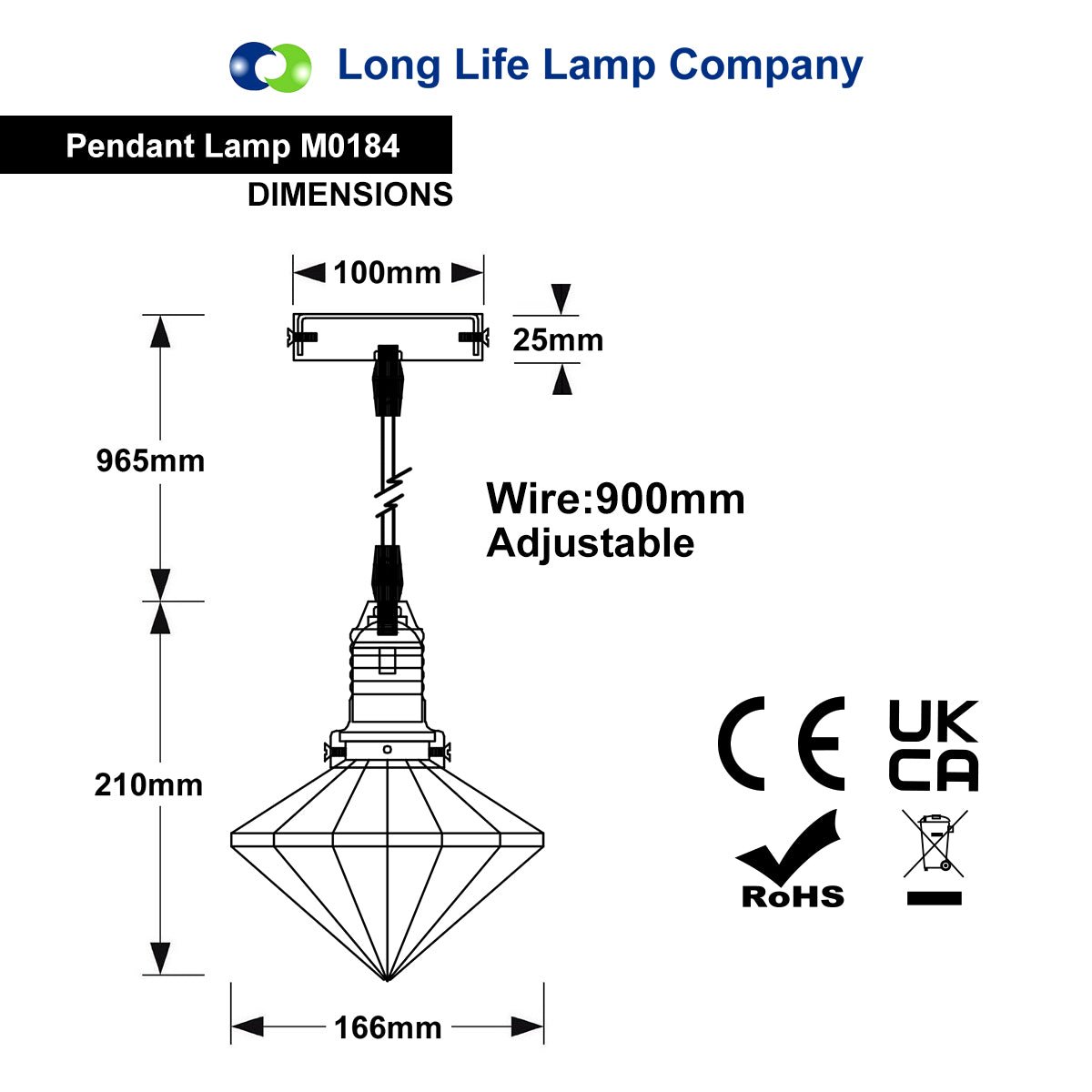 Retro Glass Diamond Shape Chrome Ceiling Pendant Light M0184 - Free delivery on all orders