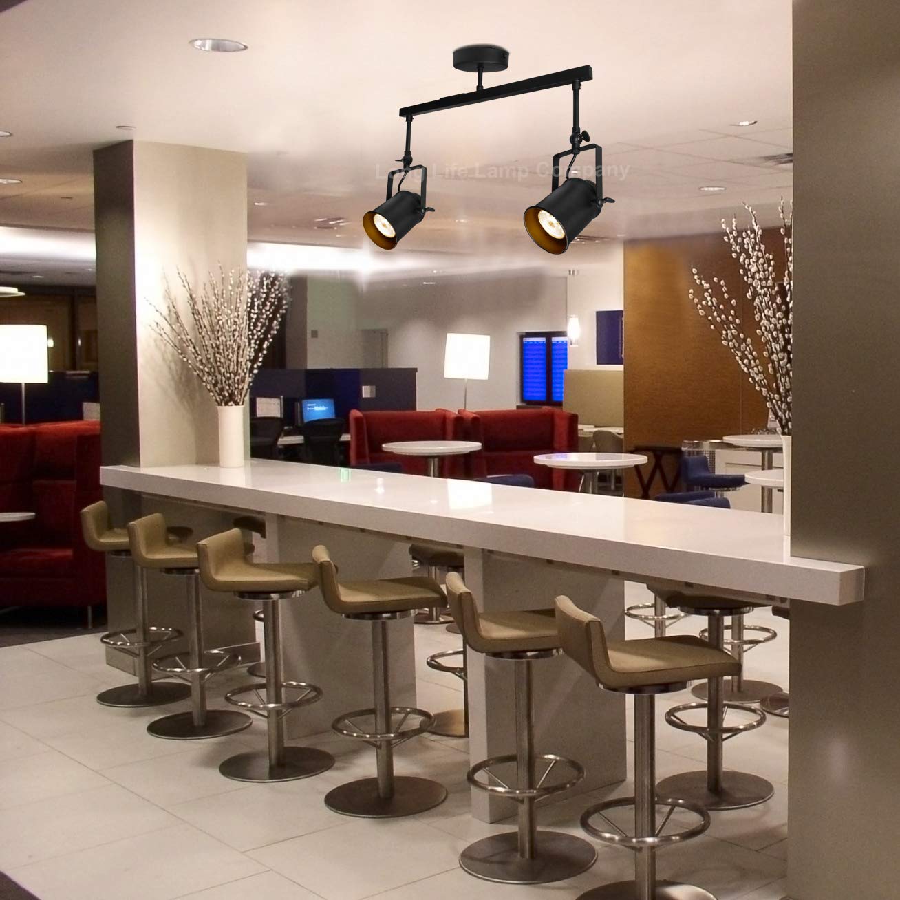 Retro Industrial 2 Way Black Ceiling Spotlight Bar Adjustable - Energy Light Bulbs - Free delivery on all orders