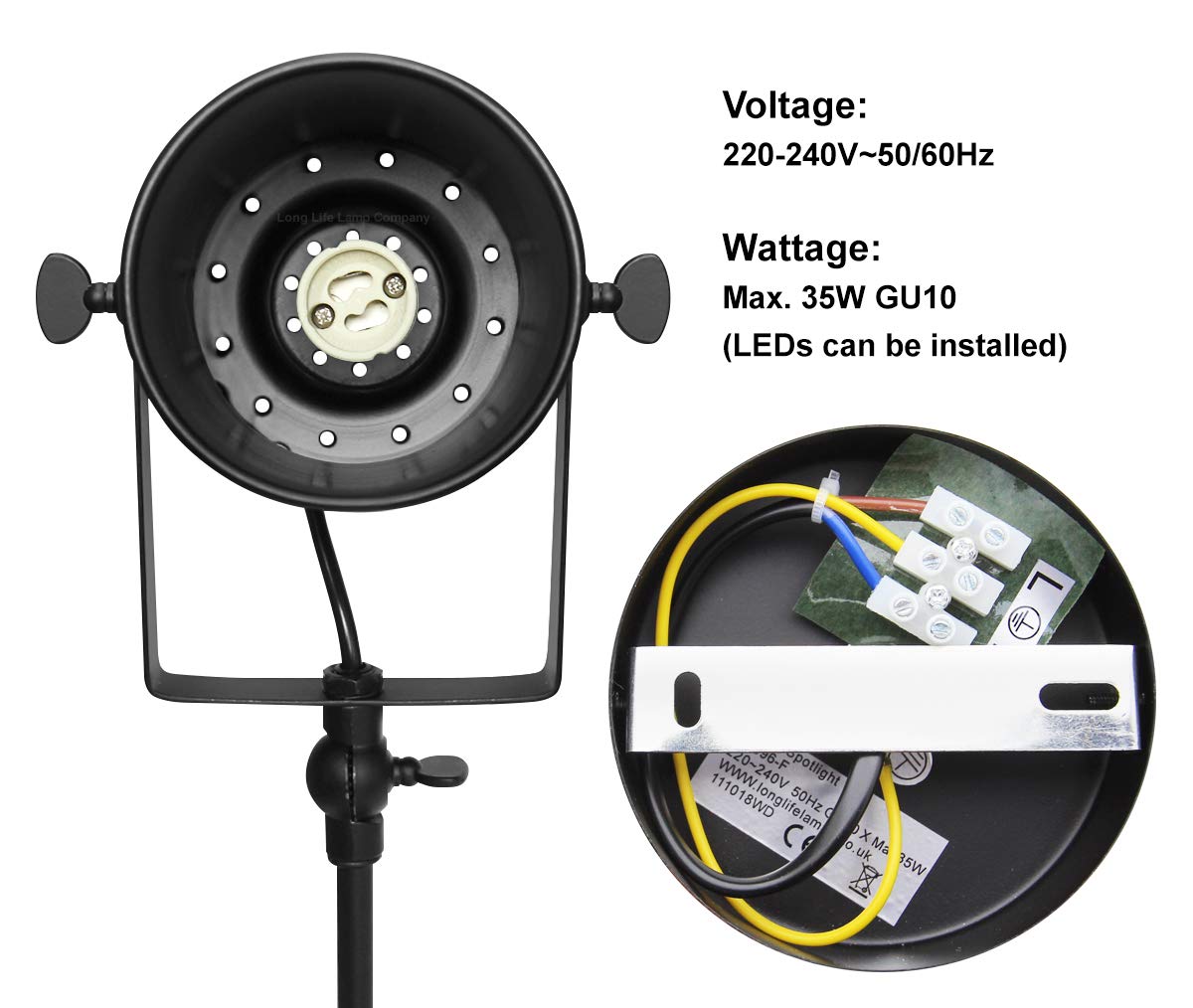 Retro Industrial 2 Way Black Ceiling Spotlight Bar Adjustable - Energy Light Bulbs - Free delivery on all orders