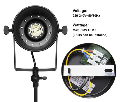 Retro Industrial 2 Way Black Ceiling Spotlight Bar Adjustable - Energy Light Bulbs - Free delivery on all orders