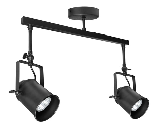 Retro Industrial 2 Way Black Ceiling Spotlight Bar Adjustable - Energy Light Bulbs - Free delivery on all orders