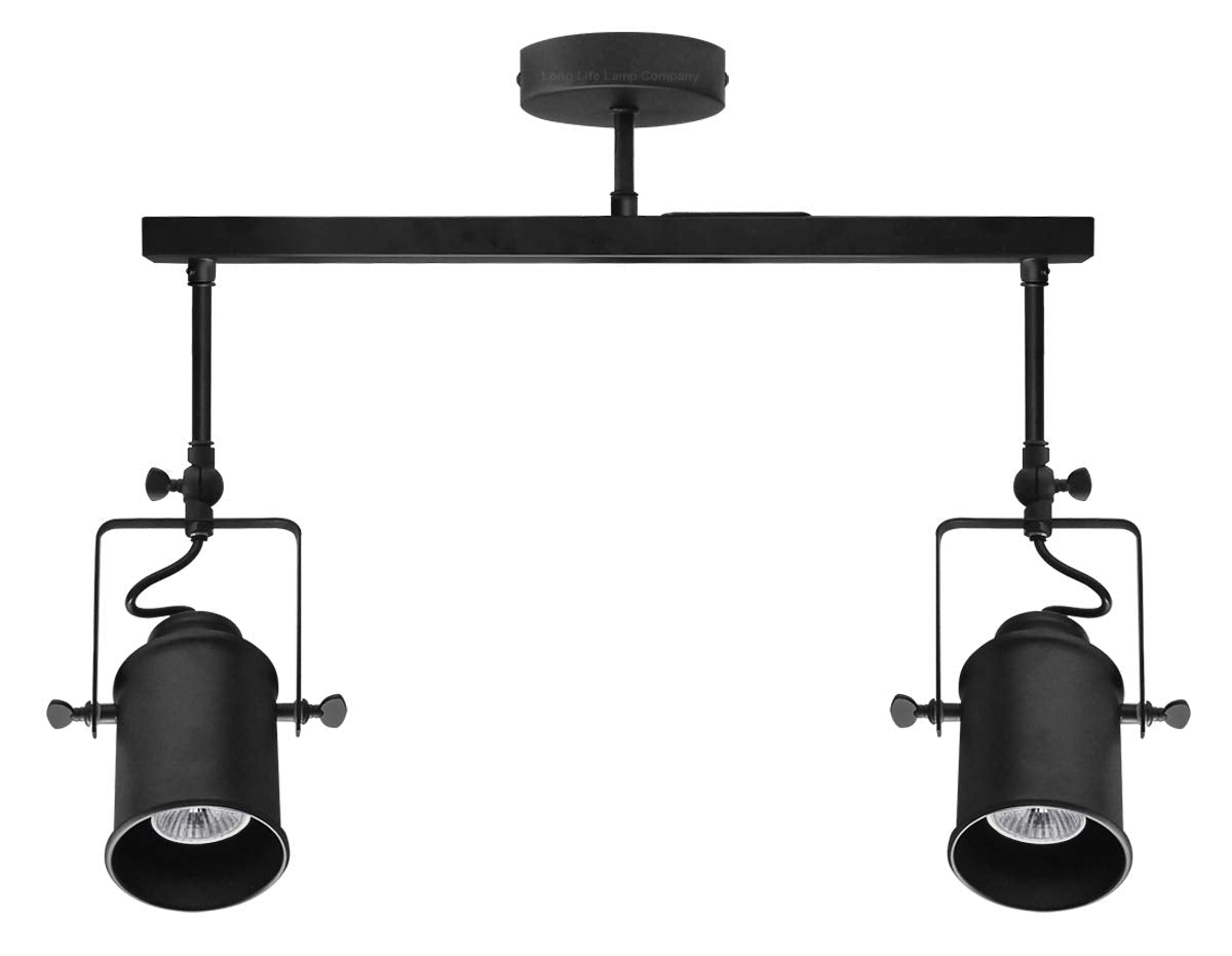 Retro Industrial 2 Way Black Ceiling Spotlight Bar Adjustable - Energy Light Bulbs - Free delivery on all orders