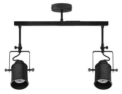 Retro Industrial 2 Way Black Ceiling Spotlight Bar Adjustable - Energy Light Bulbs - Free delivery on all orders