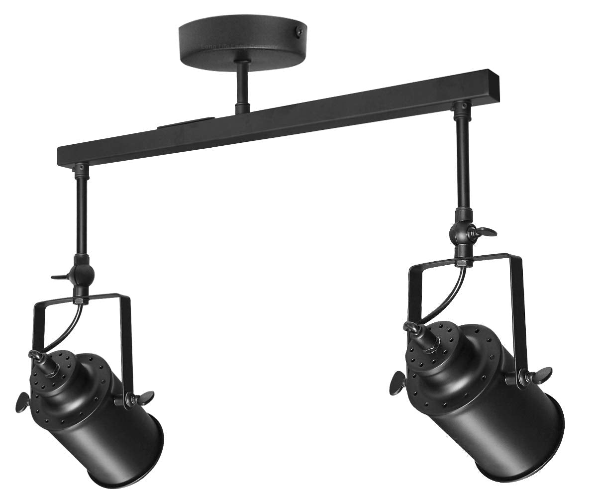 Retro Industrial 2 Way Black Ceiling Spotlight Bar Adjustable - Energy Light Bulbs - Free delivery on all orders