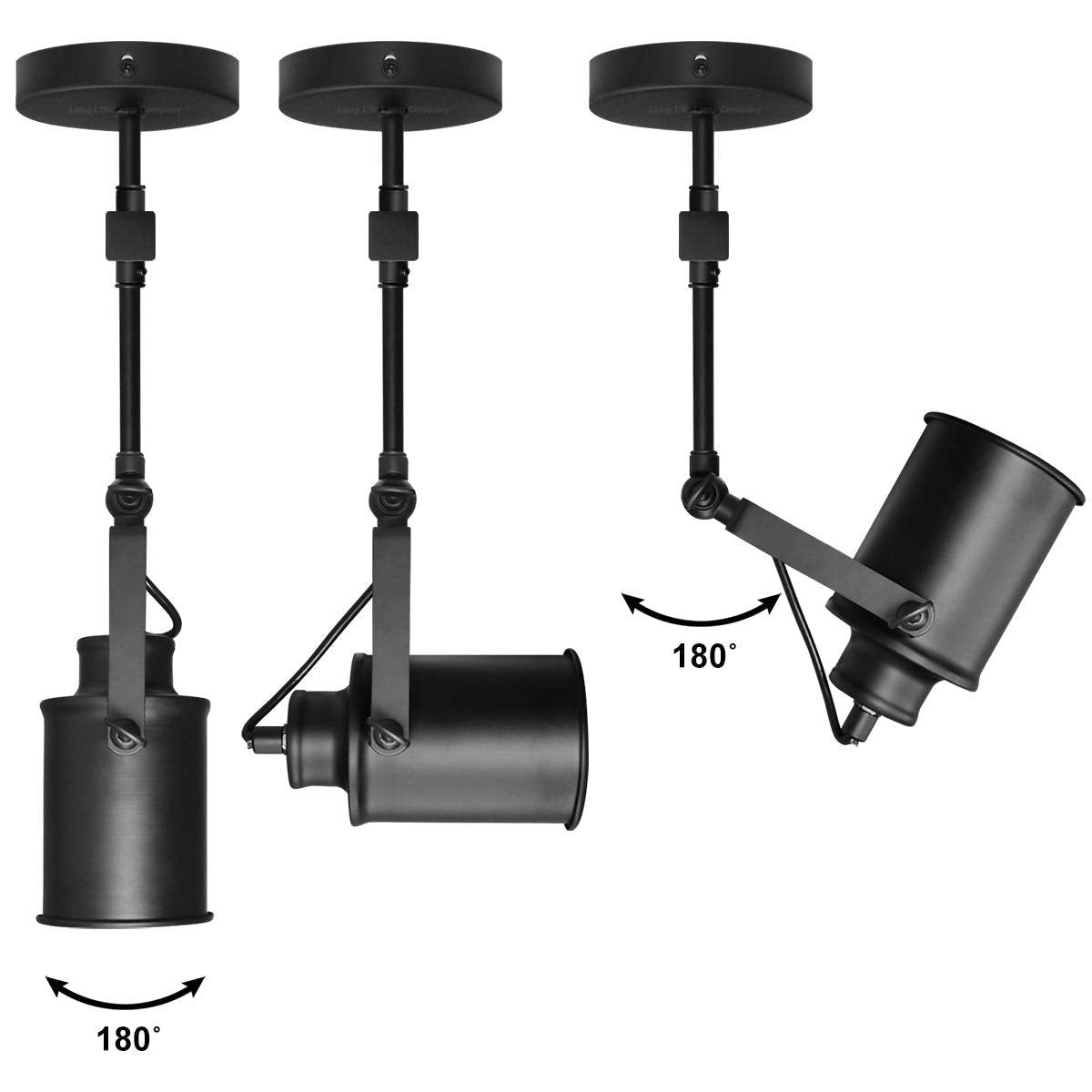 Retro Industrial 2 Way Black Ceiling Spotlight Bar Adjustable - Energy Light Bulbs - Free delivery on all orders