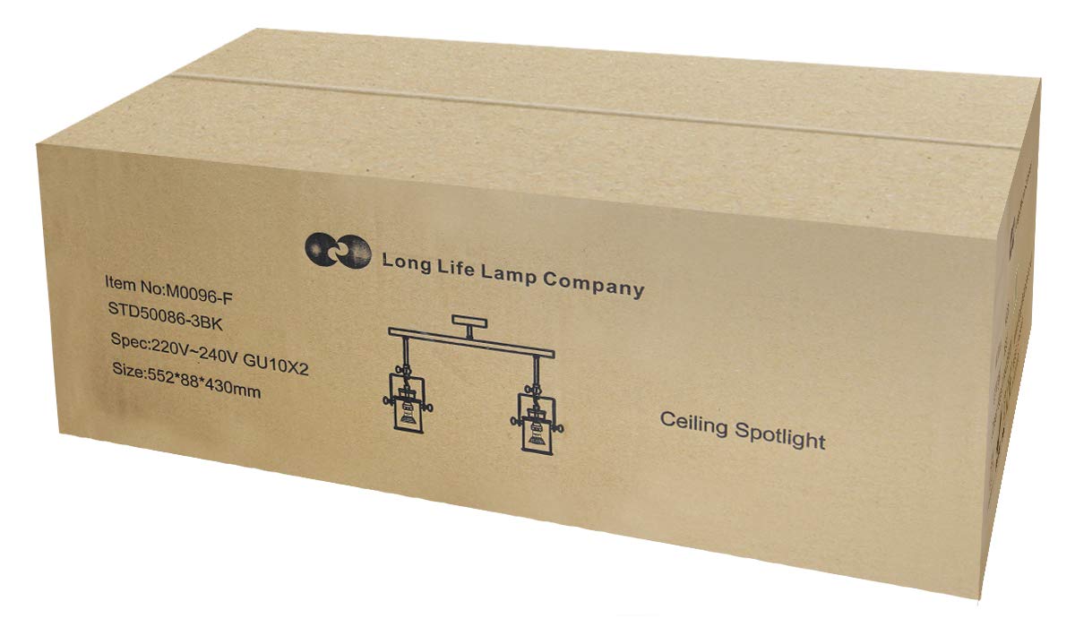 Retro Industrial 2 Way Black Ceiling Spotlight Bar Adjustable - Energy Light Bulbs - Free delivery on all orders