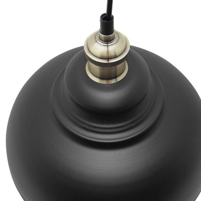 Retro Vintage Black Dome Pendant Light Shade Antique Brass Holder - Energy Light Bulbs - Free delivery on all orders