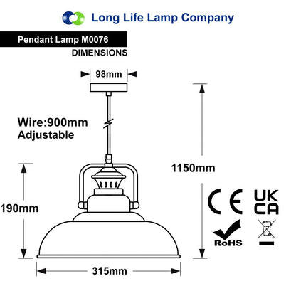 Retro Vintage Industrial Ceiling Pendant Light Black Metal Lamp Shade M0076 - Free delivery on all orders