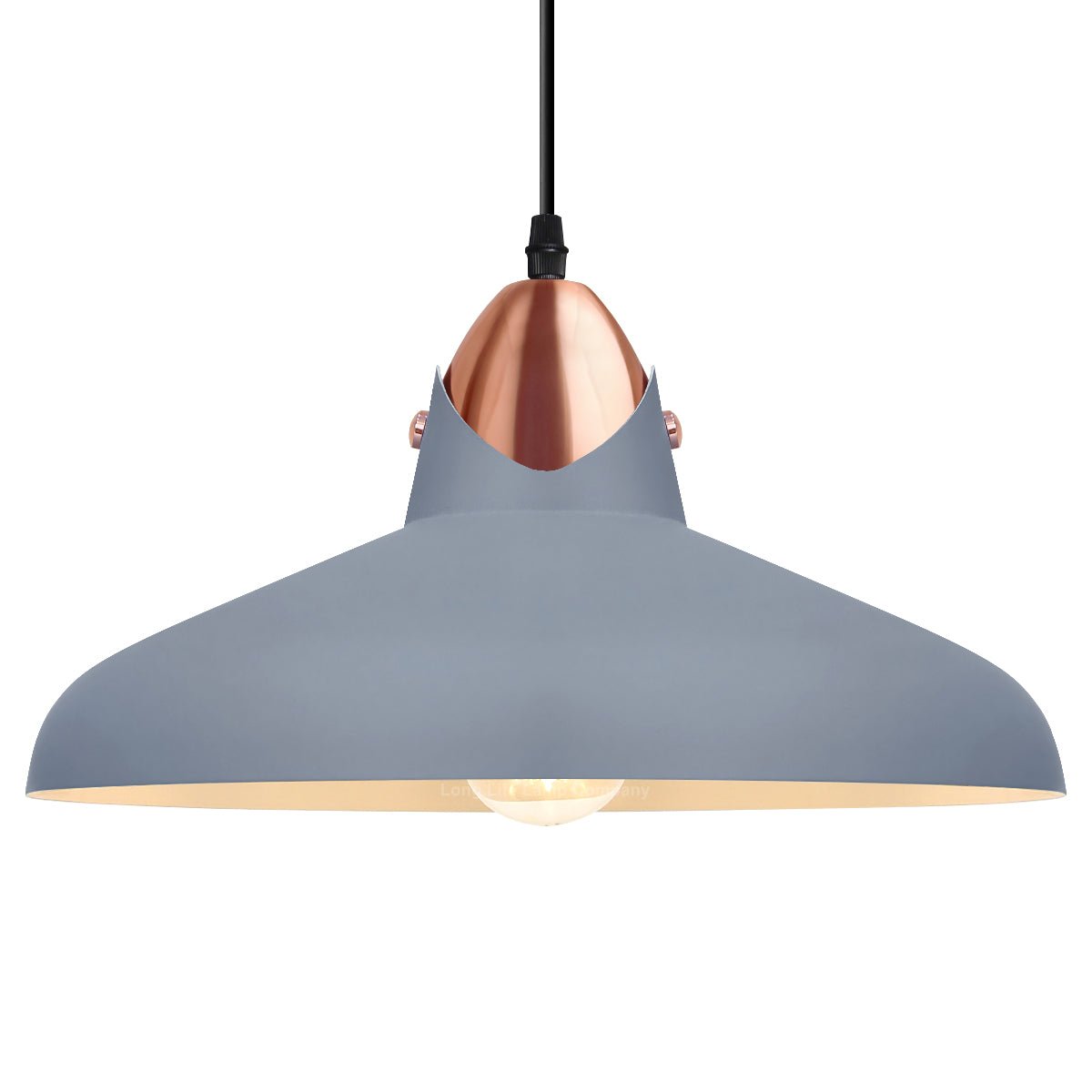 Retro Vintage Industrial Grey Metal Ceiling Pendant Light - Energy Light Bulbs - Free delivery on all orders