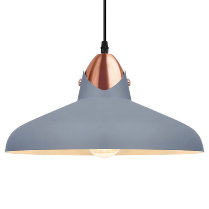 Retro Vintage Industrial Grey Metal Ceiling Pendant Light - Energy Light Bulbs - Free delivery on all orders