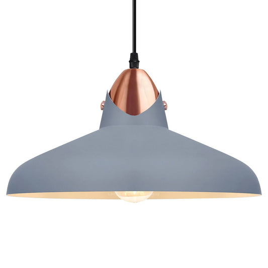 Retro Vintage Industrial Grey Metal Ceiling Pendant Light - Energy Light Bulbs - Free delivery on all orders