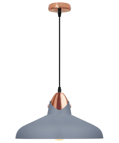 Retro Vintage Industrial Grey Metal Ceiling Pendant Light - Energy Light Bulbs - Free delivery on all orders