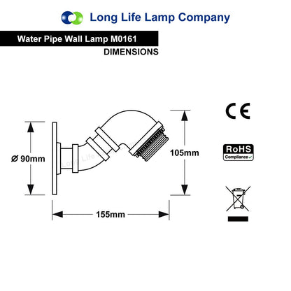 Retro Vintage Industrial Water Pipe Wall Light - Energy Light Bulbs - Free delivery on all orders
