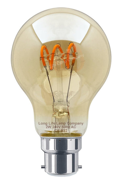 Retro Vintage LED 2w Edison Style Spiral Filament Bulb Smoked Gold Glass A60 B22 Bayonet - Energy Light Bulbs - Free delivery on all orders