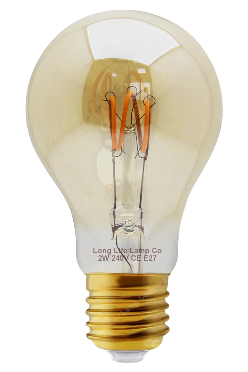 Retro Vintage LED 2w Edison Style Spiral Filament Bulb Smoked Gold Glass A60 E27 - Energy Light Bulbs - Free delivery on all orders