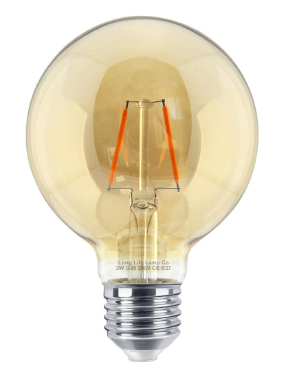 Retro Vintage LED 2w Globe Edison Style Filament Bulb Smoked Gold Glass G95 E27 Edison Screw - Energy Light Bulbs - Free delivery on all orders