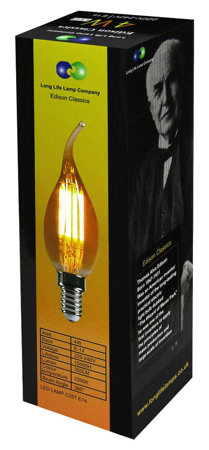 Retro Vintage LED 4w Candle Bulb Smoked Gold Glass E14 Small Edison Screw - Energy Light Bulbs - Free delivery on all orders