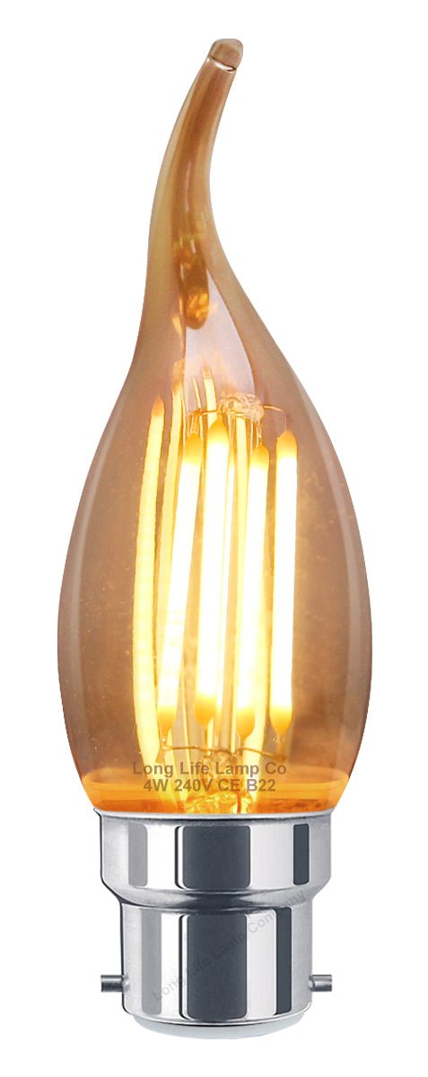 Retro Vintage LED 4w Candle Edison Style Filament Bulb Smoked Gold Glass B22 Bayonet Cap - Energy Light Bulbs - Free delivery on all orders