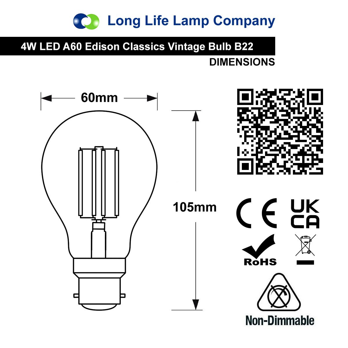 Retro Vintage LED 4w Edison Style Filament Bulb Smoked Gold Glass A60 B22 Bayonet - Energy Light Bulbs - Free delivery on all orders