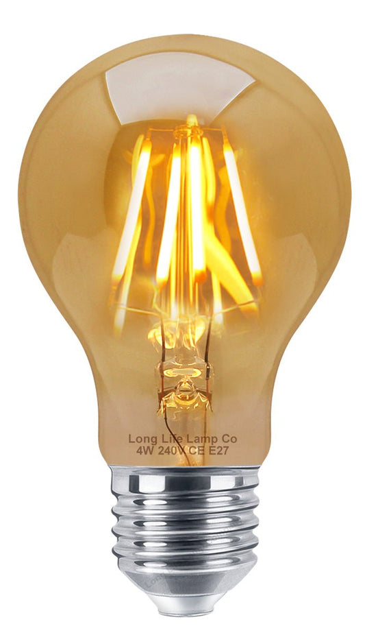 Retro Vintage LED 4w Edison Style Filament Bulb Smoked Gold Glass A60 E27 Edison Screw - Energy Light Bulbs - Free delivery on all orders