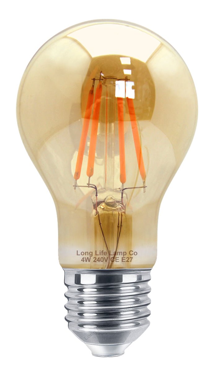 Retro Vintage LED 4w Edison Style Filament Bulb Smoked Gold Glass A60 E27 Edison Screw - Energy Light Bulbs - Free delivery on all orders