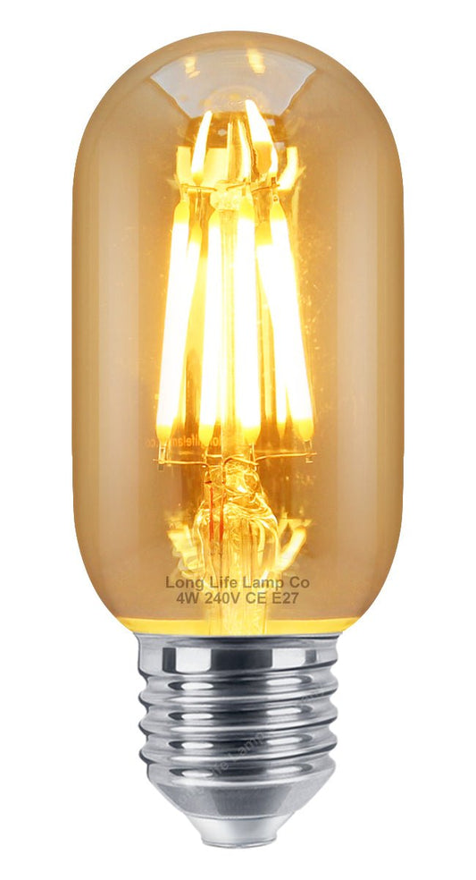 Retro Vintage LED 4W Edison Style Filament Tube Bulb Smoked Gold Glass T45 E27 - Energy Light Bulbs - Free delivery on all orders