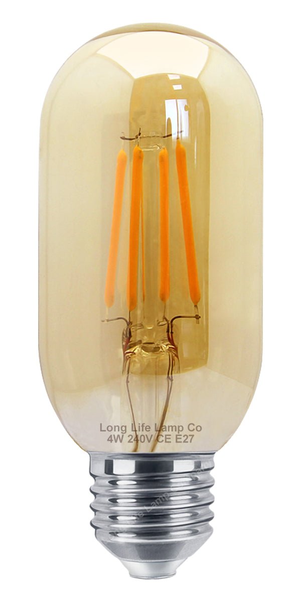 Retro Vintage LED 4W Edison Style Filament Tube Bulb Smoked Gold Glass T45 E27 - Energy Light Bulbs - Free delivery on all orders