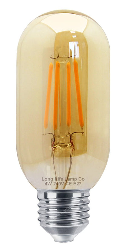 Retro Vintage LED 4W Edison Style Filament Tube Bulb Smoked Gold Glass T45 E27 - Energy Light Bulbs - Free delivery on all orders