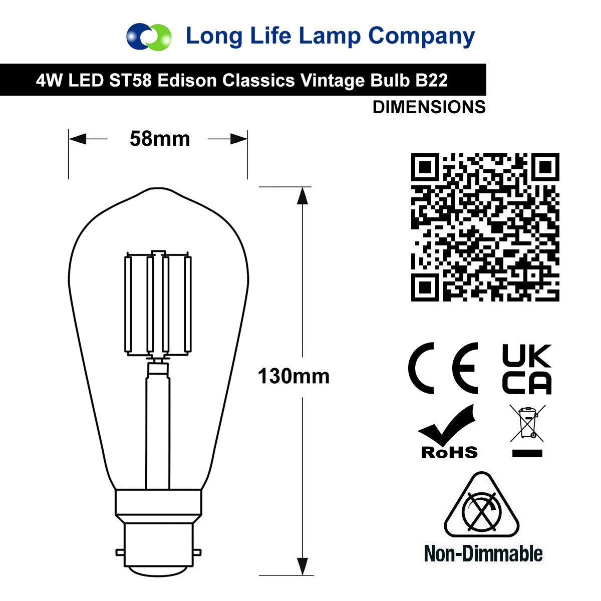 Retro Vintage LED 4w Squirrel Cage Bulb Smoked Gold Glass ST58 B22 Bayonet - Energy Light Bulbs - Free delivery on all orders