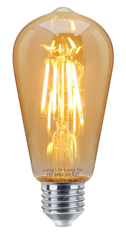 Retro Vintage LED 4w Squirrel Cage Edison Style Filament Bulb Smoked Gold Glass ST58 E27 Edison Screw - Energy Light Bulbs - Free delivery on all orders