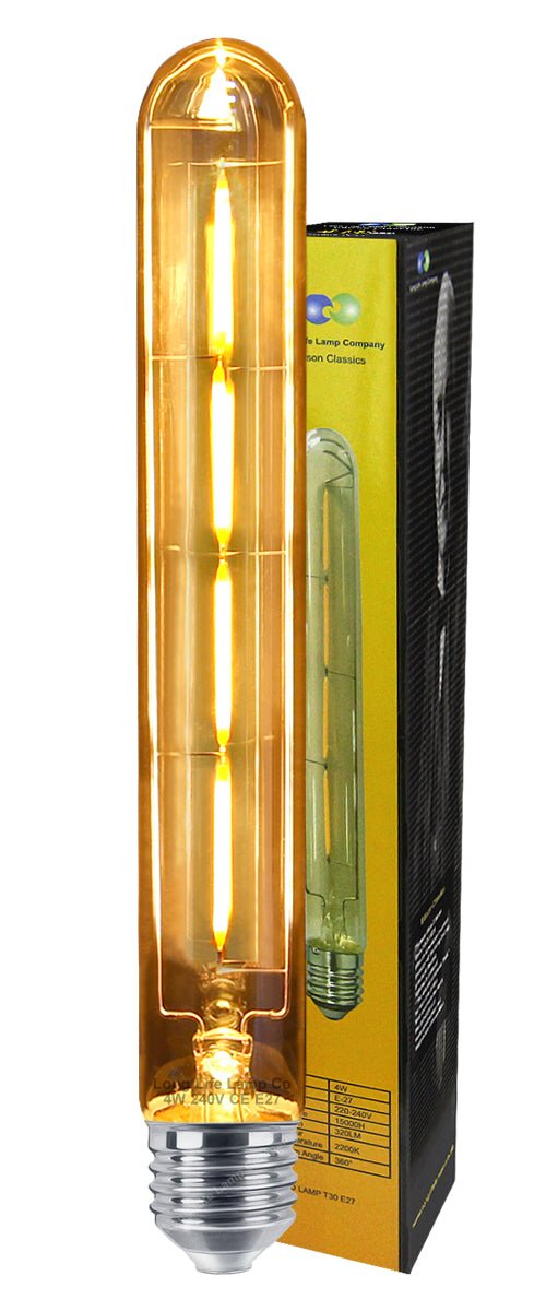 Retro Vintage LED 4w Test Tube Edison Style Filament Bulb Smoked Gold Glass T30 E27 Edison Screw - Energy Light Bulbs - Free delivery on all orders