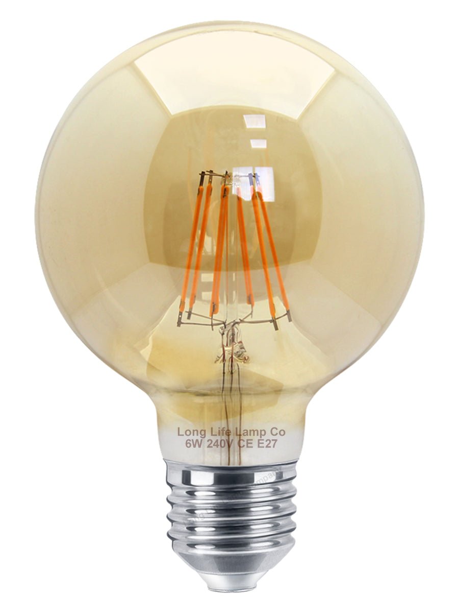 Retro Vintage LED 6w Dimmable Globe Smoked Gold Glass G95 E27 - Energy Light Bulbs - Free delivery on all orders