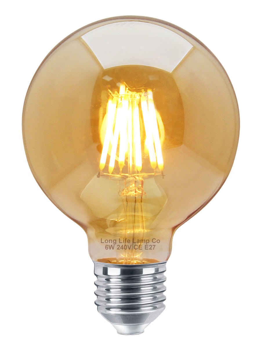 Retro Vintage LED 6w Dimmable Globe Smoked Gold Glass G95 E27 - Energy Light Bulbs - Free delivery on all orders