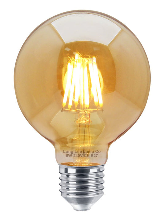 Retro Vintage LED 6w Dimmable Globe Smoked Gold Glass G95 E27 - Energy Light Bulbs - Free delivery on all orders