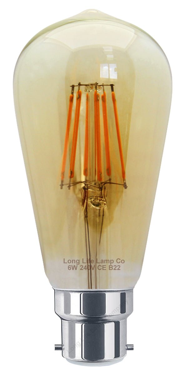 Retro Vintage LED 6w Dimmable Squirrel Cage Bulb Smoked Gold Glass ST58 B22 - Energy Light Bulbs - Free delivery on all orders