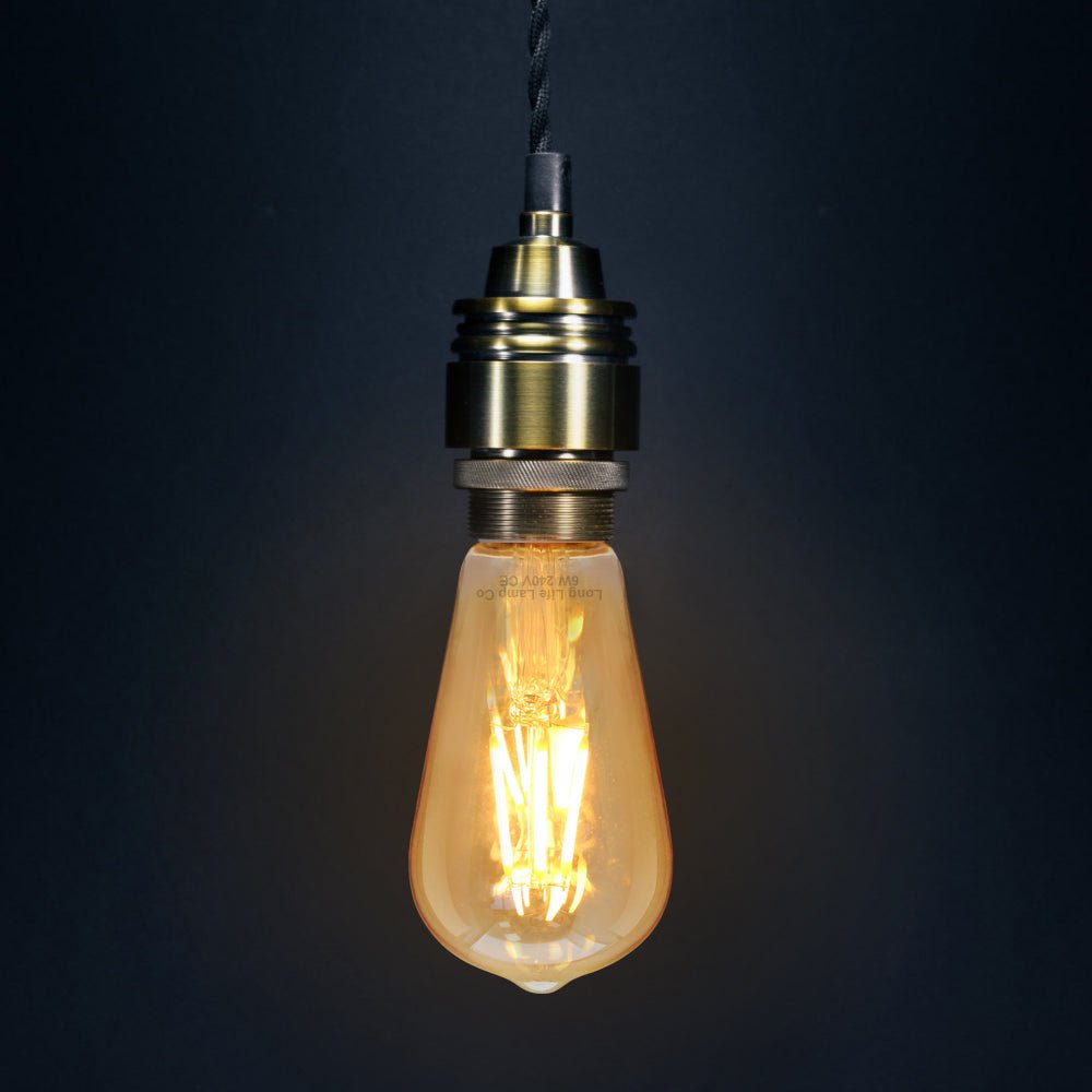 Retro Vintage LED 6w Dimmable Squirrel Cage Bulb Smoked Gold Glass ST58 E27 - Energy Light Bulbs - Free delivery on all orders