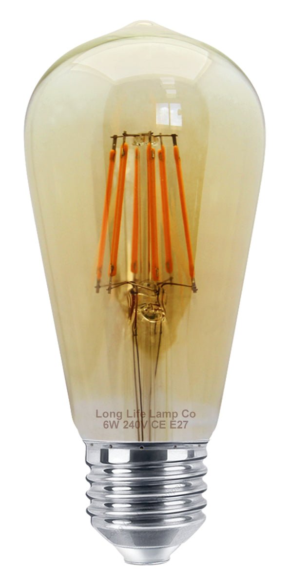 Retro Vintage LED 6w Dimmable Squirrel Cage Bulb Smoked Gold Glass ST58 E27 - Energy Light Bulbs - Free delivery on all orders