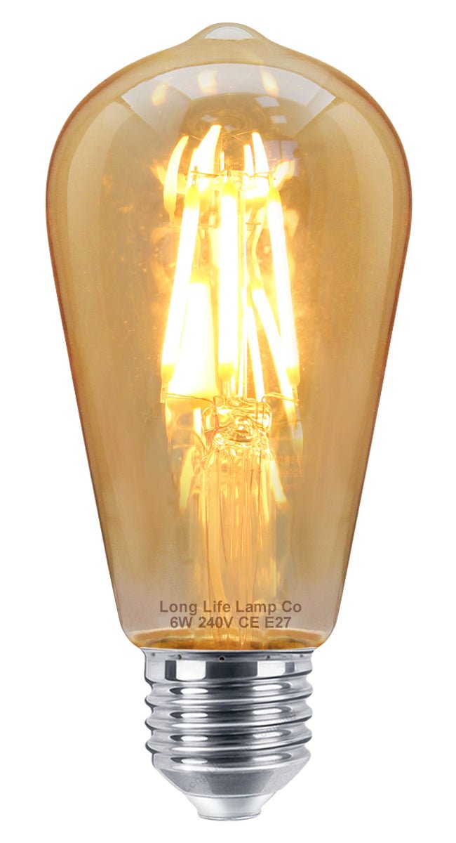Retro Vintage LED 6w Dimmable Squirrel Cage Bulb Smoked Gold Glass ST58 E27 - Energy Light Bulbs - Free delivery on all orders