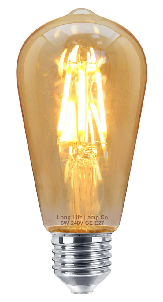 Retro Vintage LED 6w Dimmable Squirrel Cage Bulb Smoked Gold Glass ST58 E27 - Energy Light Bulbs - Free delivery on all orders