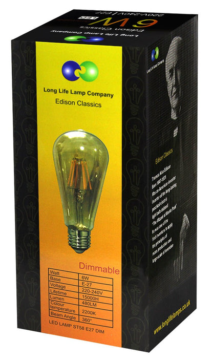 Retro Vintage LED 6w Dimmable Squirrel Cage Bulb Smoked Gold Glass ST58 E27 - Energy Light Bulbs - Free delivery on all orders