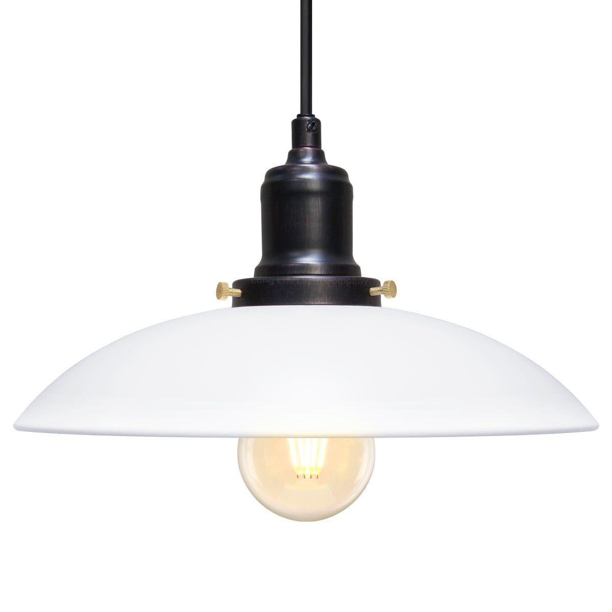 Retro Vintage White Ceiling Light Shade Metal Industrial Hanging Pendant Light Black Fitting - Energy Light Bulbs - Free delivery on all orders